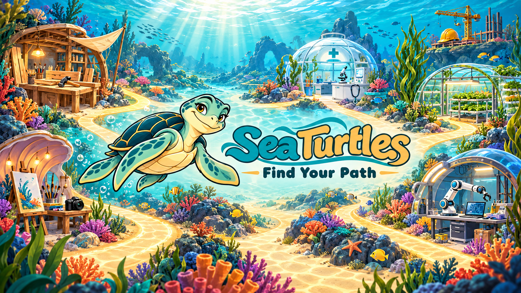 Sea Turtles: Shelby guides you through underwater career paths. Find Your Path.